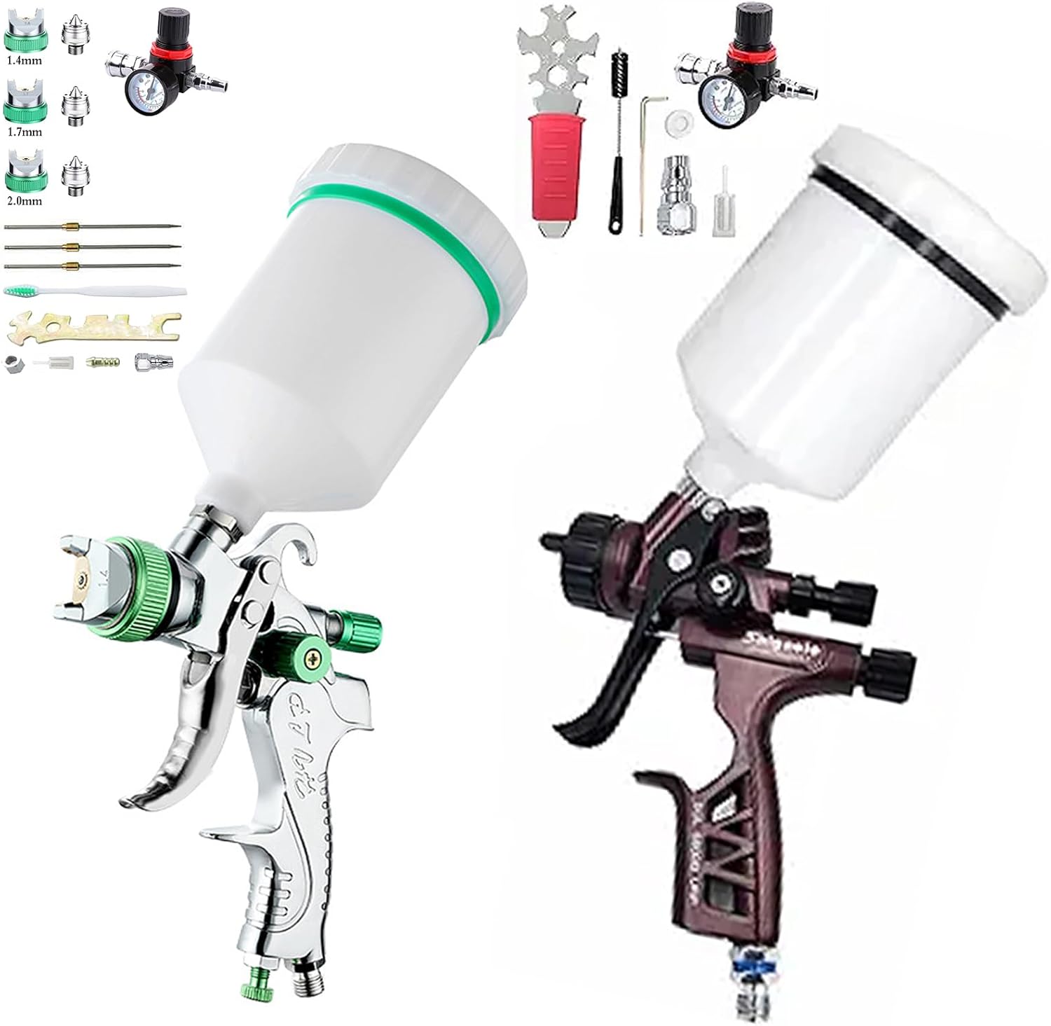 HVLP Paint Spray Gun, Automotive Paint Sprayer Gun with Air Regulator, 600cc Auto Car Body Paint Sprayer for House Furniture Home Interior Exterior