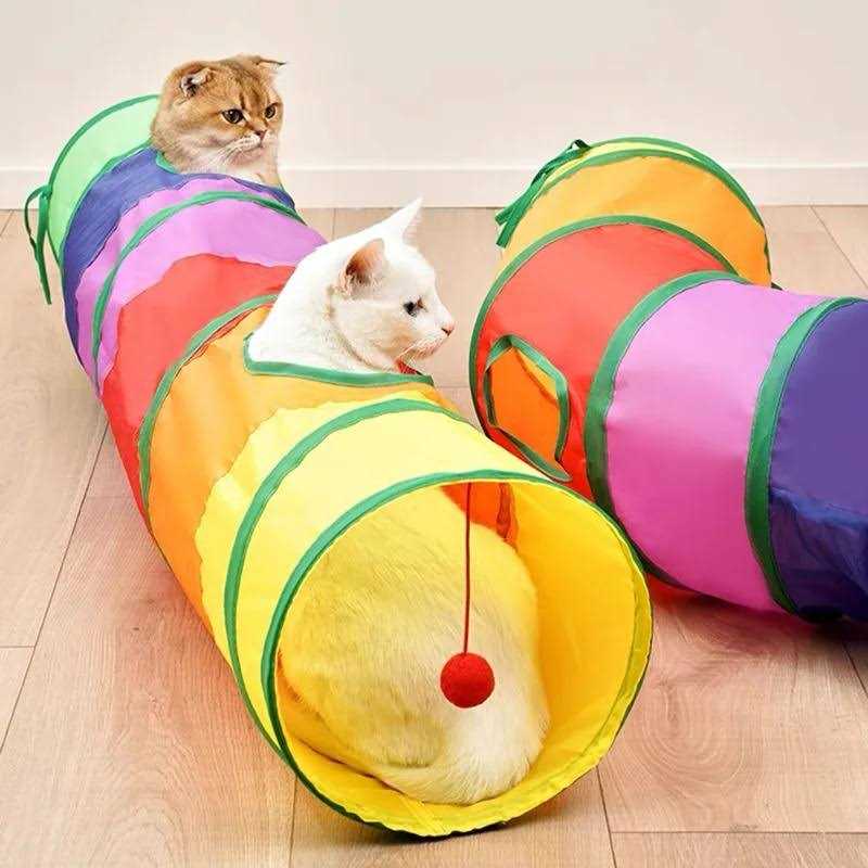 Eenk Cat Toy Tunnel and Cubes Bundle Interactive Crinkle Collapsible Tube and Foldable Cubes Playground for Pet, Cats and Puppy - Pet Supplies online store