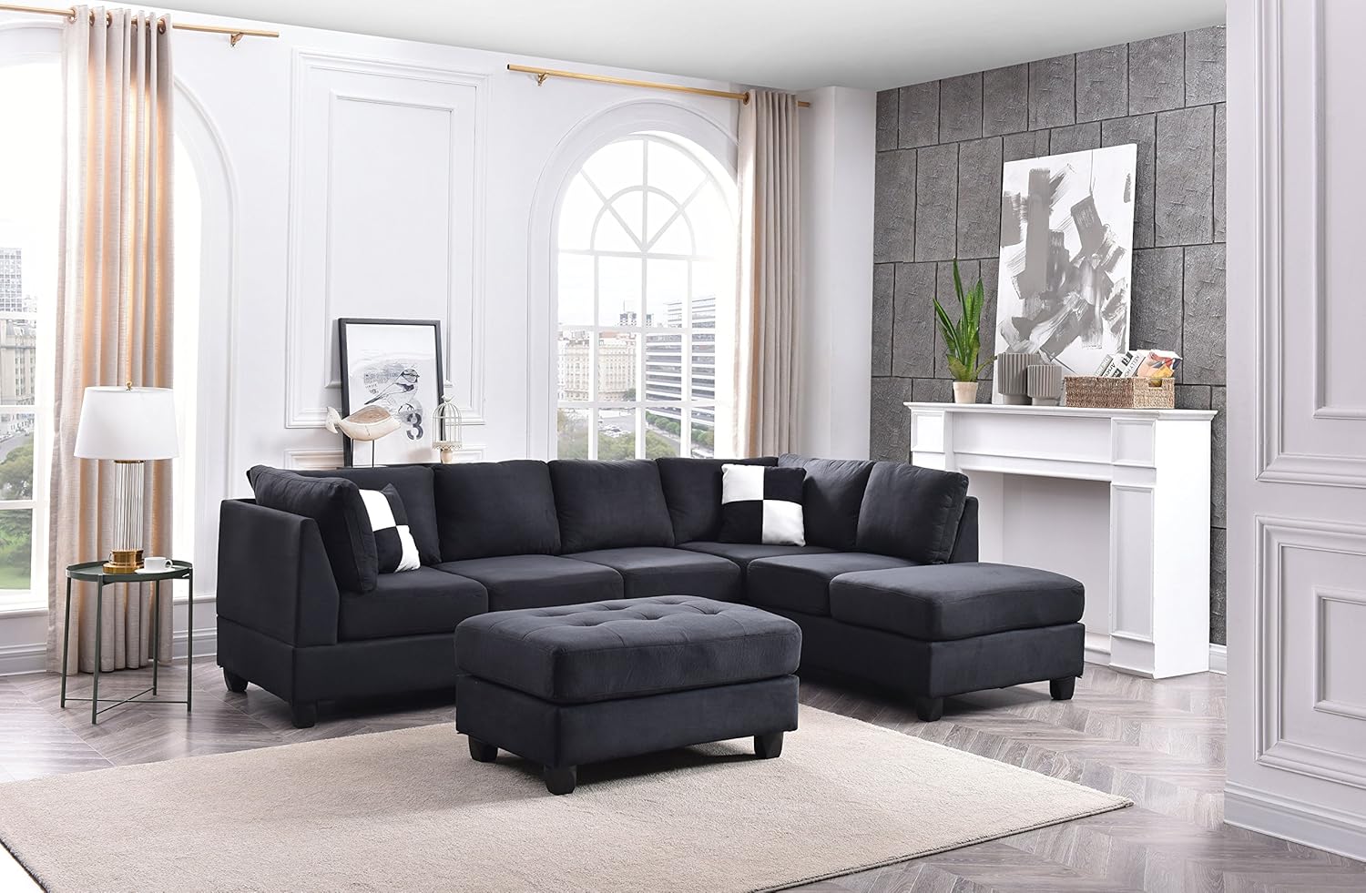 Glory Furniture Malone Sectional, Black