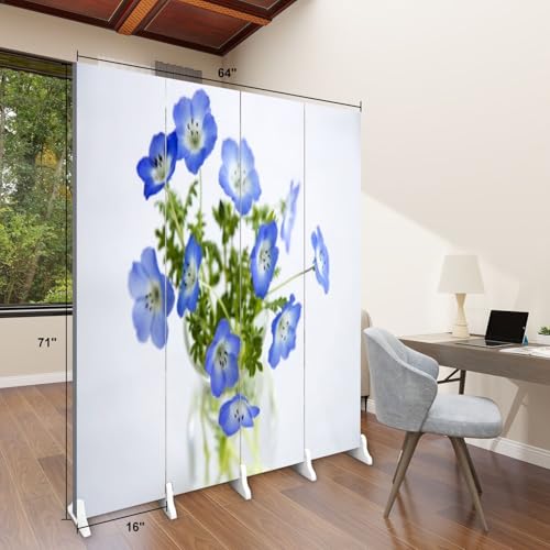 Wood Screen Room Divider Many beautiful dyed gypsophila flowers light blue closeup Folding Screen Canvas Privacy Partition Panels Dual-Sided Wall Divider Indoor Display Shelves 6 panels