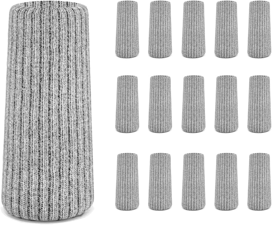 16 Pcs Grey Premium Chair Leg Socks Protectors for Hardwood Floors - Do not Easily Fall Off - Very Easy to Put on - Fits All Leg Shapes - High Elastic Bar Stool Leg Covers - Furniture Pads…