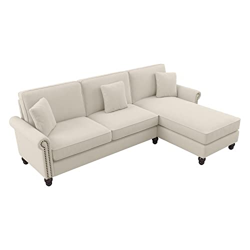 Bush Furniture Coventry Sectional Couch with Reversible Chaise Lounge, 102W, Charcoal Gray Herringbone Fabric