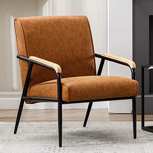 LukeAlon Mid Century PU Leather Accent Chair, Upholstered 17