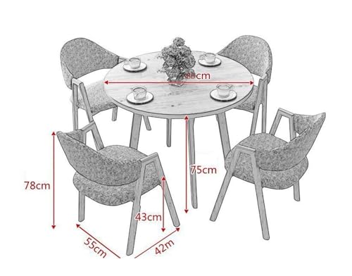 Round Dining Table Set for 4, Faux Marble Dining Table Set Modern Kitchen Table and Chairs Set for Kitchen Dining Room(Yellow,Orange1)