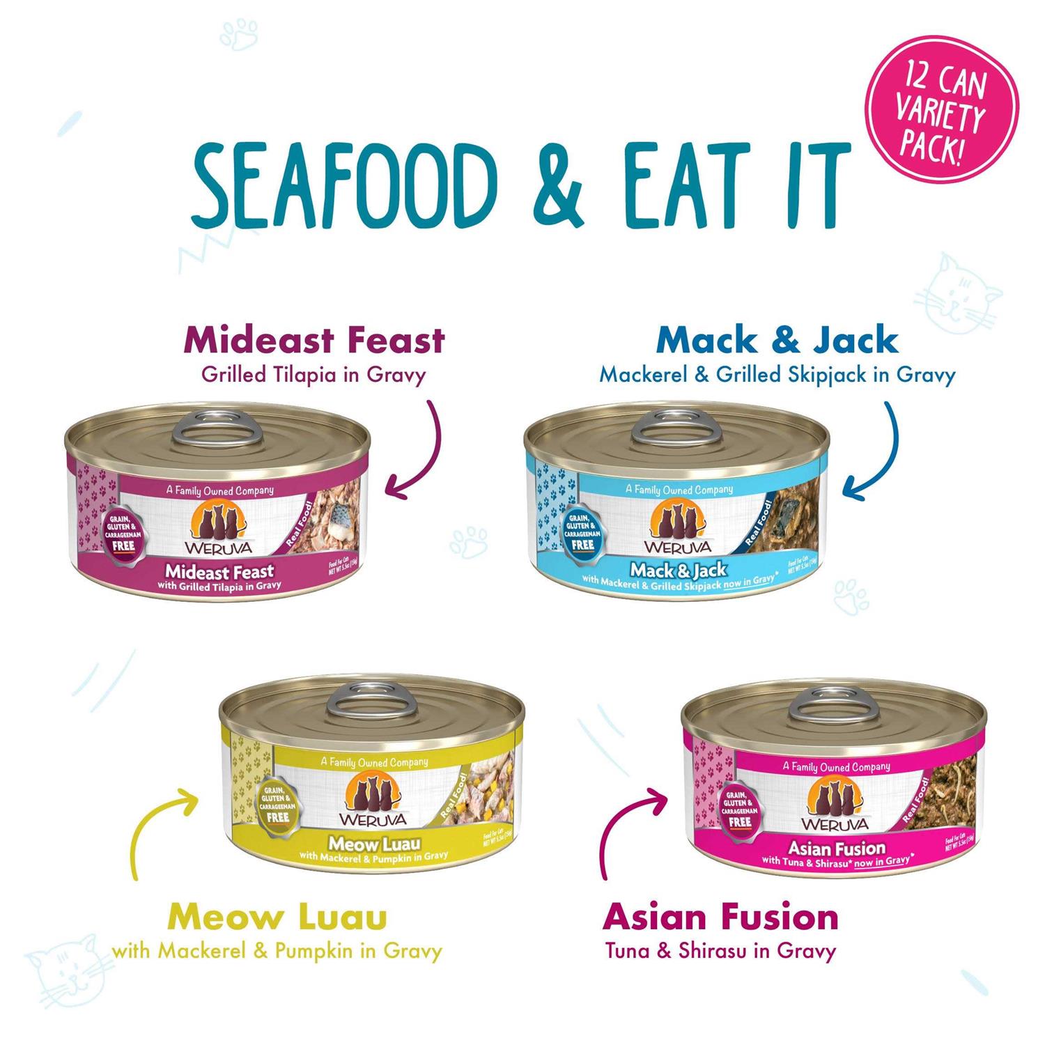Weruva Seafood & Eat It Classic Wet Cat Food Variety Pack - Pet Supplies online store