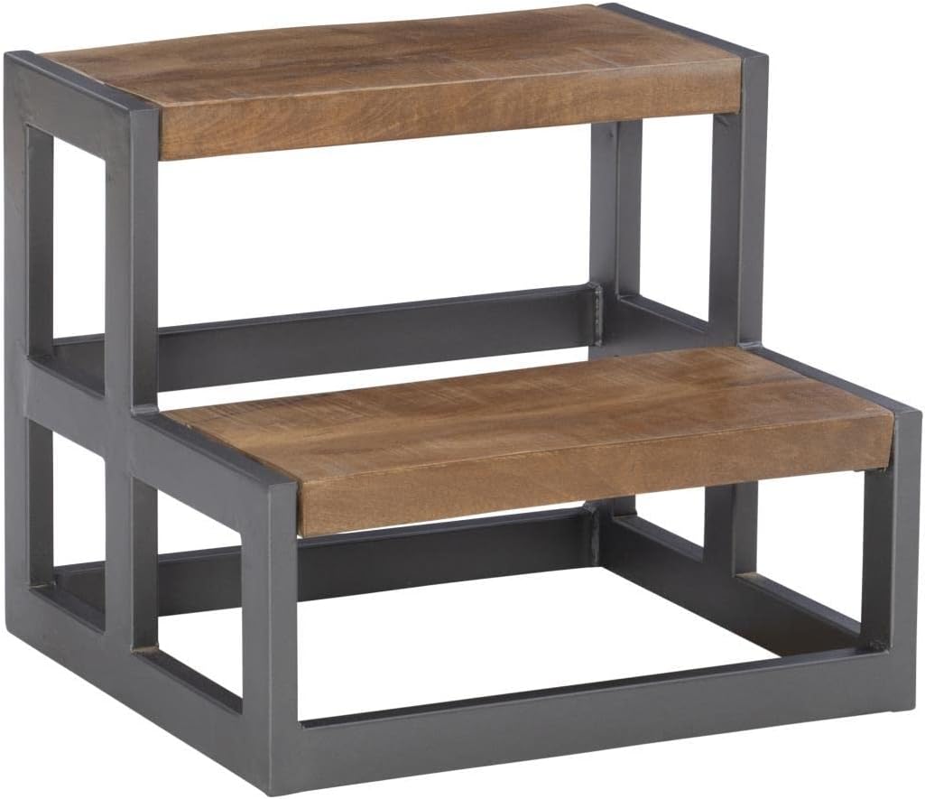 Powell Blythe Wood and Metal Bed Steps with Gunmetal Finish D1403A21