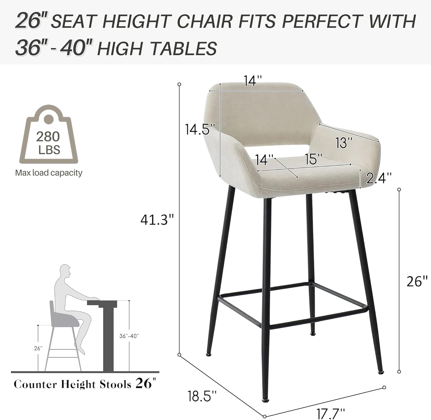 Bar Stools Set of 2, 26