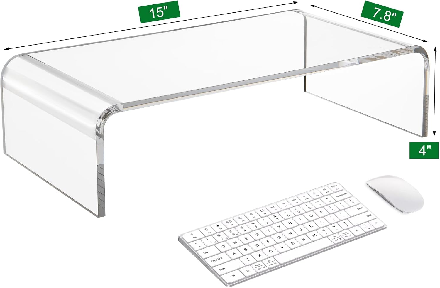 15in Acrylic Monitor Stand, Clear Acrylic Computer Riser, Laptop Desk Stand for Home Office, Printer, TV Screen