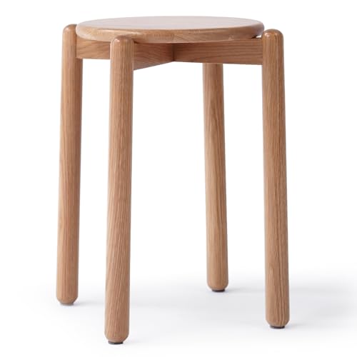 100% Solid Wood Stackable Stools, Modern Barstools for Kitchen, Dining Room, Living Room, and Classroom (Walnut Color)