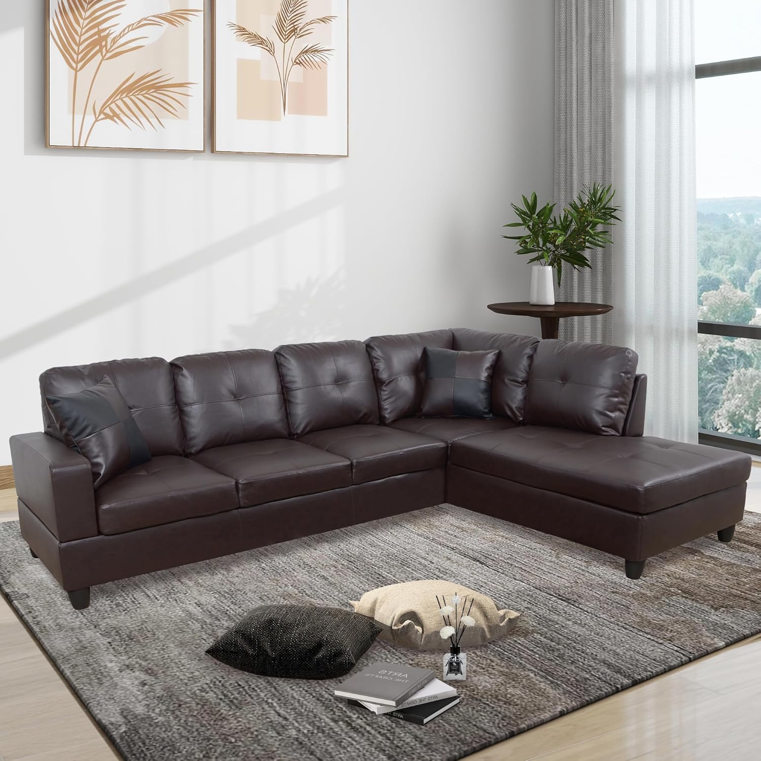 Sectional Couches for Living Room, Faux Leather Couch, Leather Sofa Couches, 103