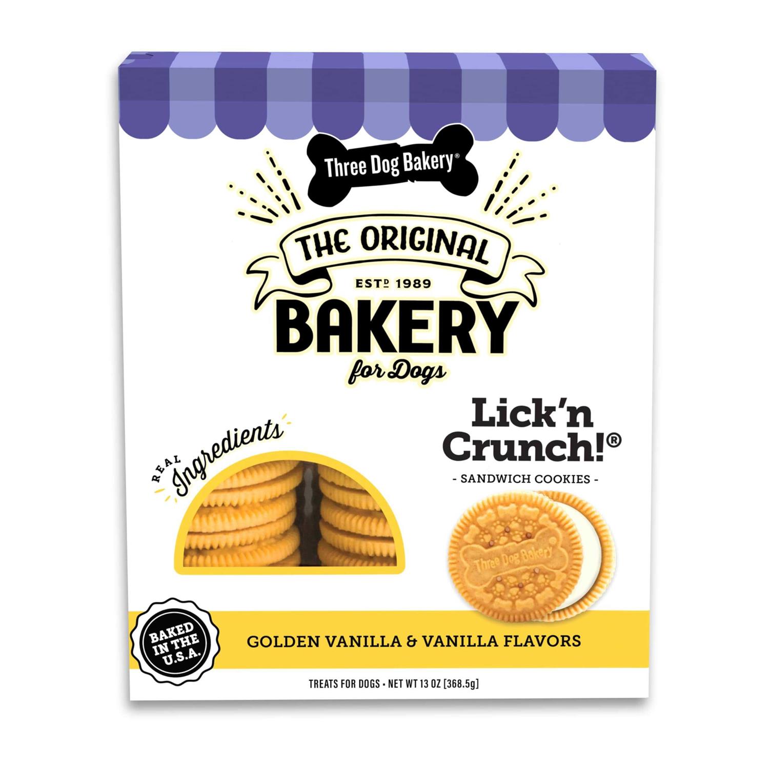 Three Dog Bakery Lick 'n Crunch Sandwich Dog Treats - Pet Supplies online store