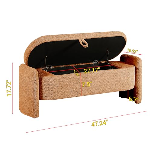 Storage Bench, Ottoman with Large Storage Space Chenille Fabric Ottoman benches Upholstered Footstool for End of Bed, Living Room, Entryway Grey