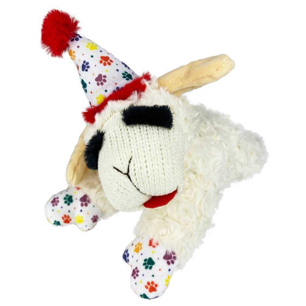 Multipet Lamb Chop Dog Toy with Birthday Hat - Pet Supplies online store