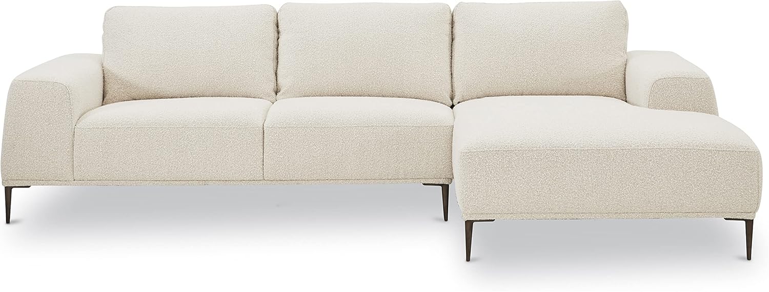 POLY & BARK Rue Right-Facing Sectional Sofa, Crema White Boucle