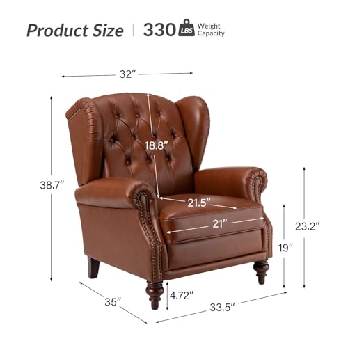 HULALA HOME Genuine Leather Accent Chairs, Button-Tufted Living Room Armchair with Removable Cushion, Traditional Single Sofa Chair with Nailhead Trim, Arm Chair for Living Room, Bedroom, Navy