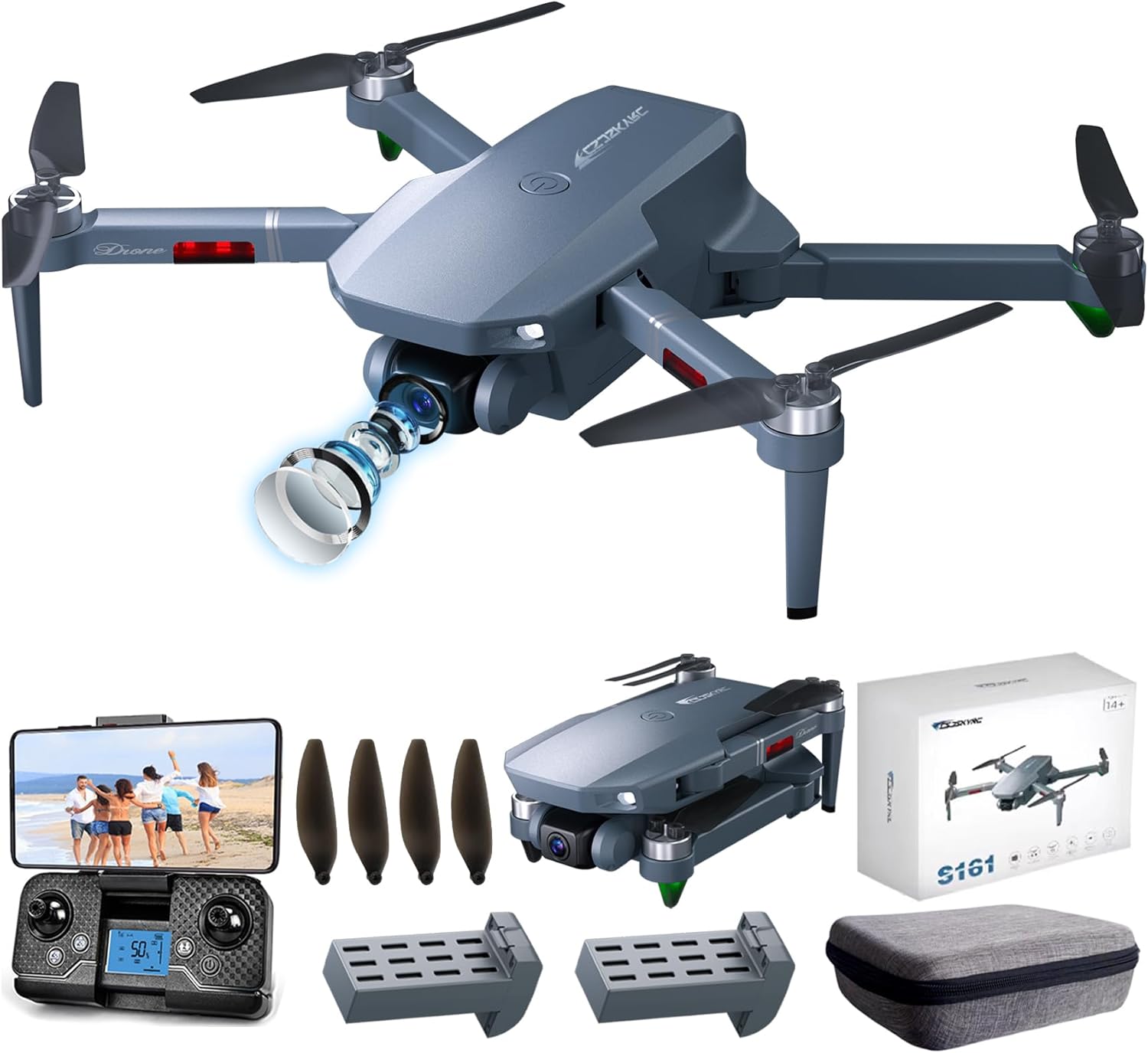 Brushless Motor Drone with Dual Camera Real 1080P WiFi RC Quadcopter Remote Control Airplanes Long Range FPV Plane Gift for Adults Kids Beginner, 2 Batteries 34 Mins Flight Time,Speed Adjustment,Waypoints,Gesture Selfie,Auto Hover