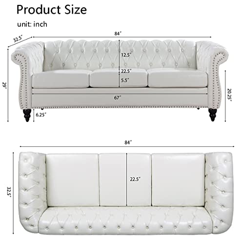 Chesterfield Luxury PU Leather 1 Seater Single Sofa Couch Accent Chair,Classic Tufted Button and Nailhead Rolled Arm for Office Living Room,Black