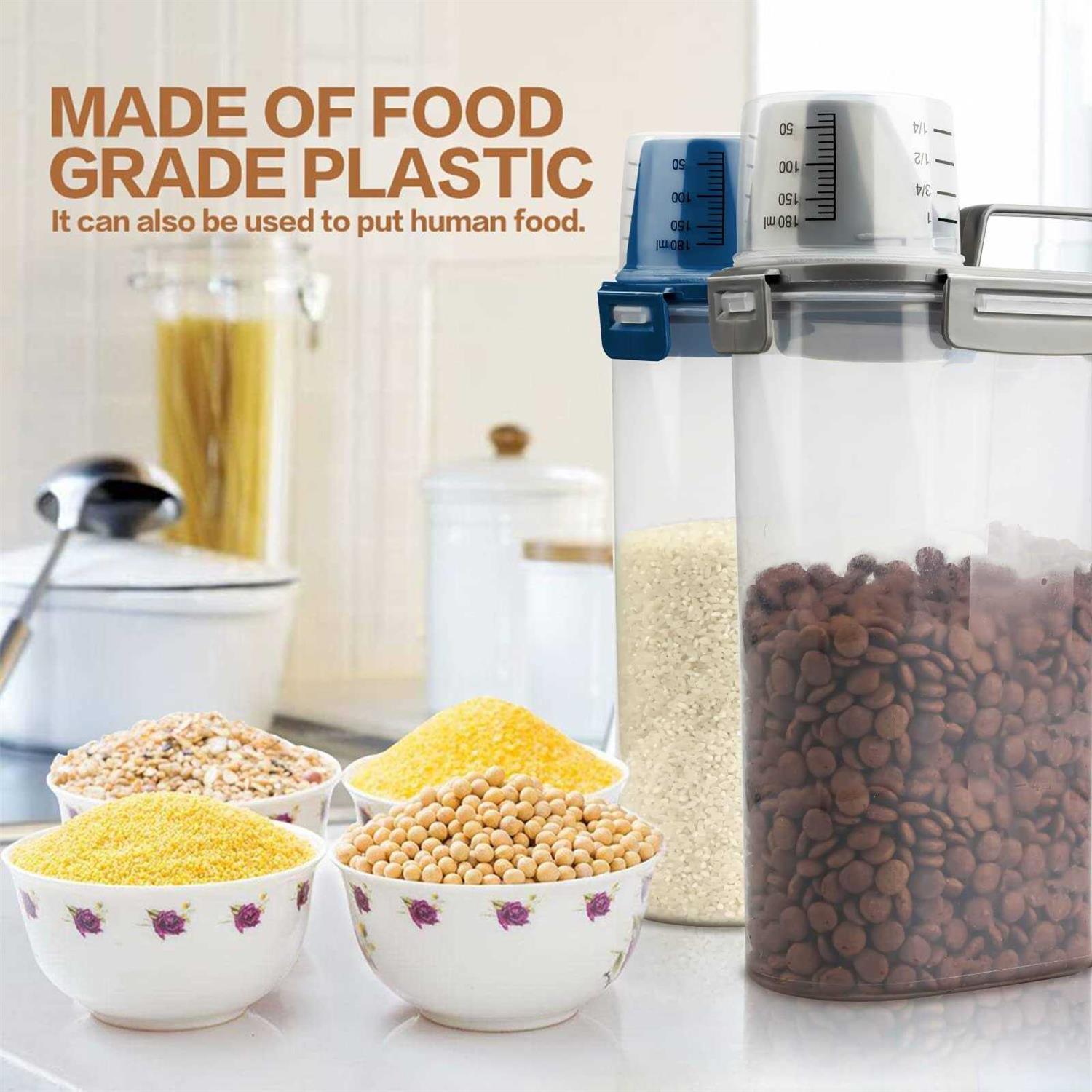 TIOVERY Upgraded Dog Food Storage Container Small, Cat Food Container Airtight, Pet Food Container Dispenser with Pour Spout, Measuring Cup and 4 - Pet Supplies online store