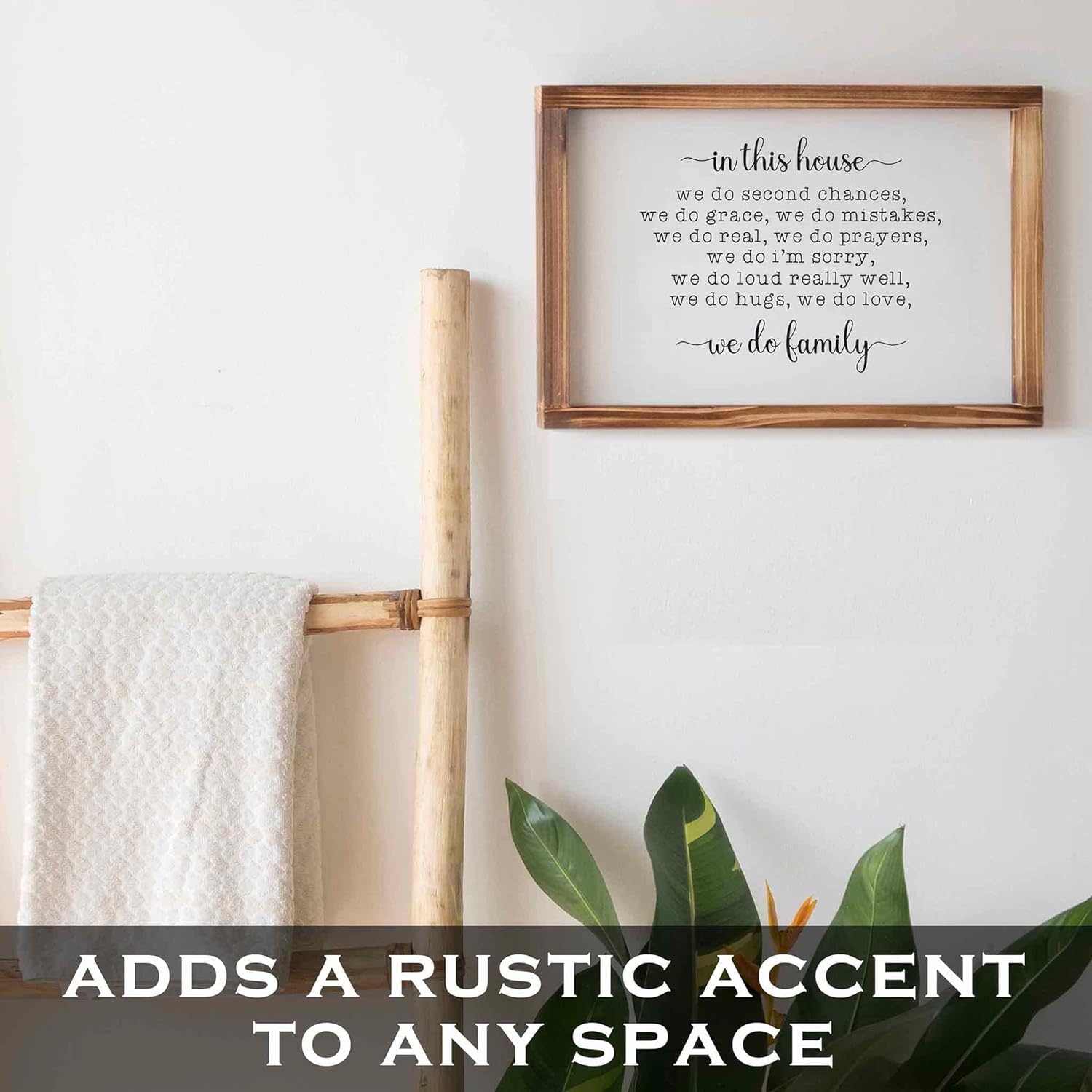 MAINEVENT In This House We Do Family Sign 11x16 Inch, Family Signs Home Decor, Rustic Farmhouse Decor the Home Sign, Wall Decorations Living Room, Modern Farmhouse Sign Solid Wood Frame