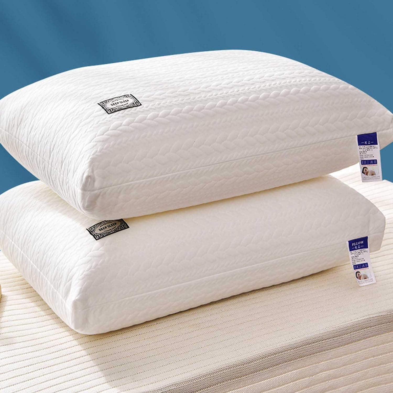 Hotel-Grade Pillow Core - Soft & Supportive Down Bed Pillow, Suitable for Back Side & Stomach Sleepers, Fashion Made of Skin-Friendly Cotton Fabric, for Home & Office
