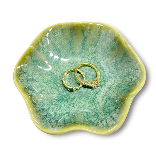 Ceramic Jewelry Dish, Leaf Jewelry Tray Key Tray, Jewelry Holder, Small Ring Dish Holder Jewelry Plate Trinket Tray Catchall Tray Nightstand Decor for Entryway Table Room Decor (Dark Blue)