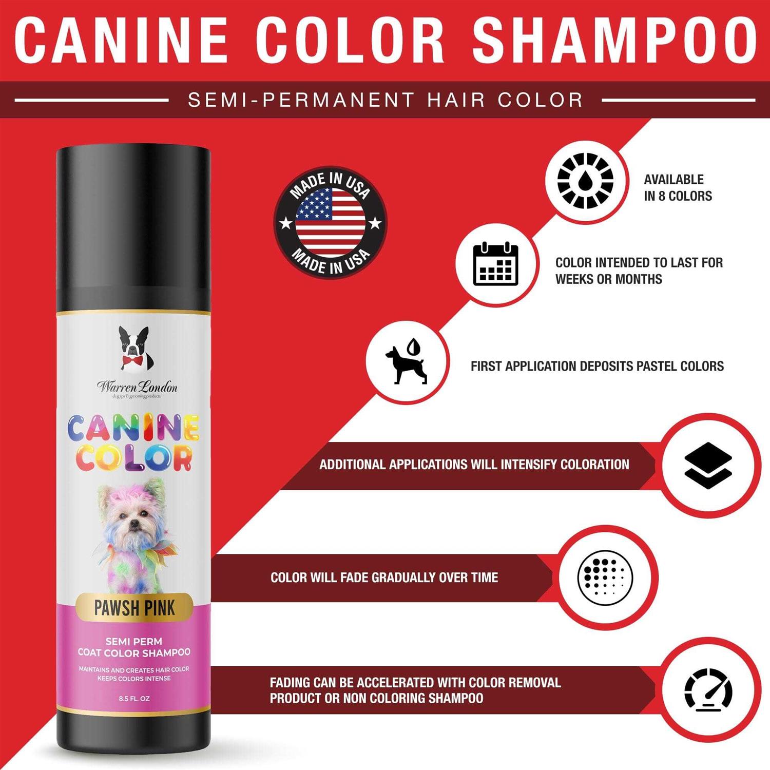 Warren London Canine Color Semi Perm Coat Color Shampoo for Dogs - Pet Supplies online store