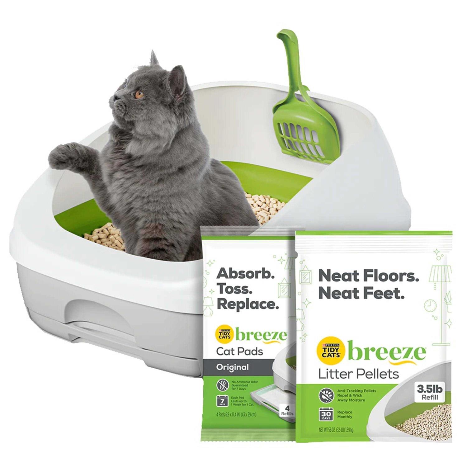 Purina Tidy Cats Litter Box System, Breeze System Starter Kit Litter Box, Litter Pellets & Pads, Size: 7.8 lbs - Pet Supplies online store