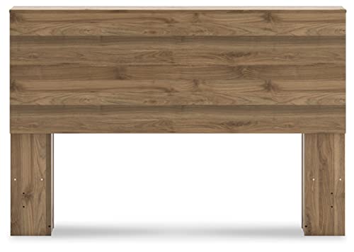 Signature Design by Ashley Aprilyn Bohemian Bookcase Headboard with 6 Open Cubbies and 2 USB Charging Ports ONLY, Full, Light Brown