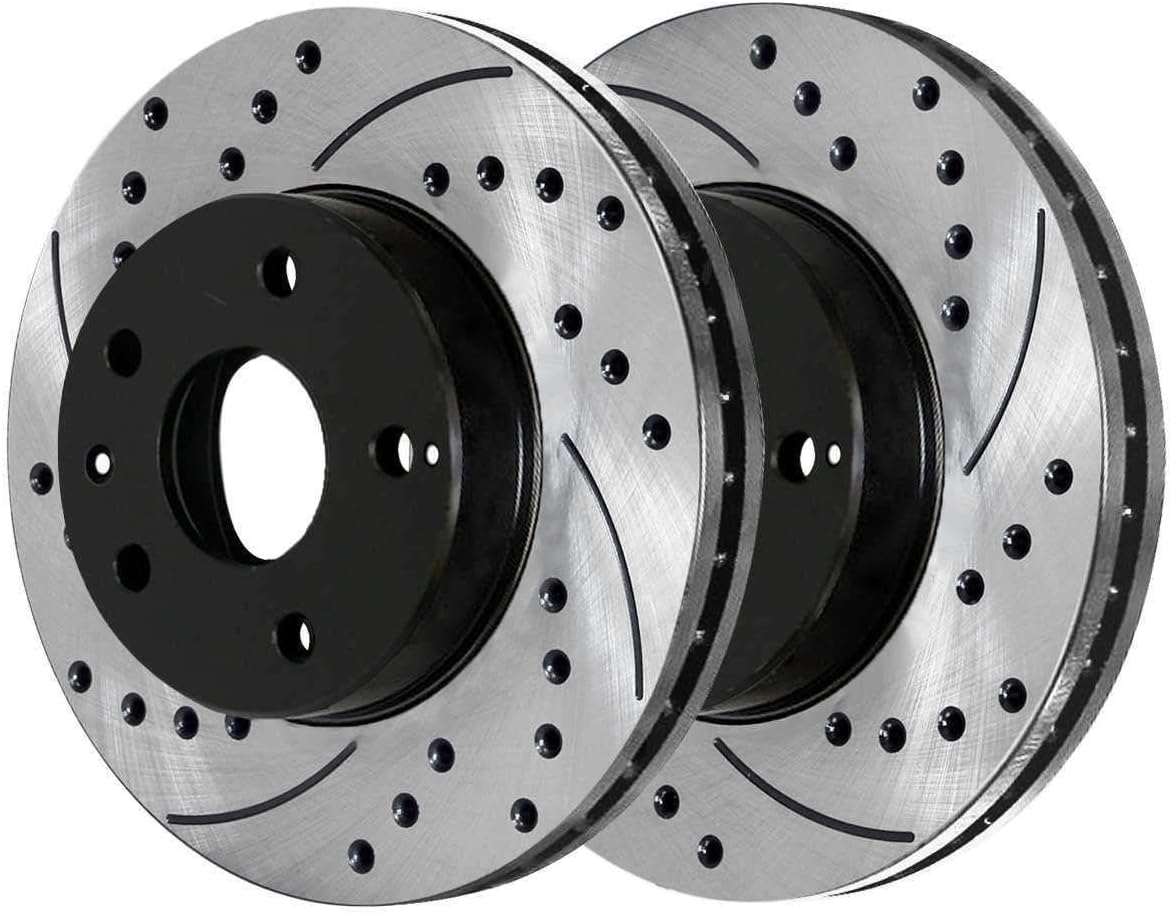 AutoShack Front and Rear Drilled and Slotted Brake Kit Rotors Black and Performance Ceramic Pads Set of 4 Replacement for 2010-2017 Chevrolet Equinox 2010-2017 GMC Terrain V6 4WD AWD FWD PERFQUAD0105