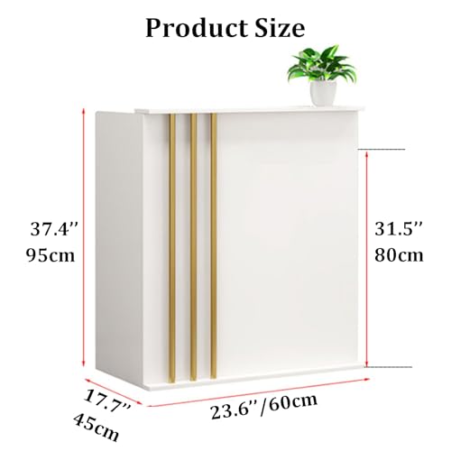 Office Reception Desk for Small Spaces, Small Reception Desk with Lockable Drawers, Modern Cashier Front Desk with Counter, for Salon Lobby Checkout Reception Room Office, A