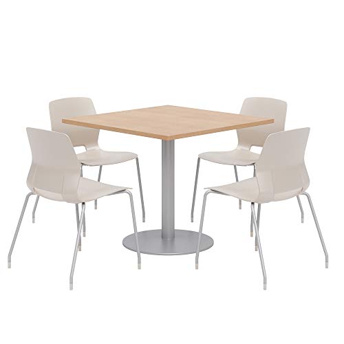 Lola Series Dining Set, Designer White Table, Coral Chairs