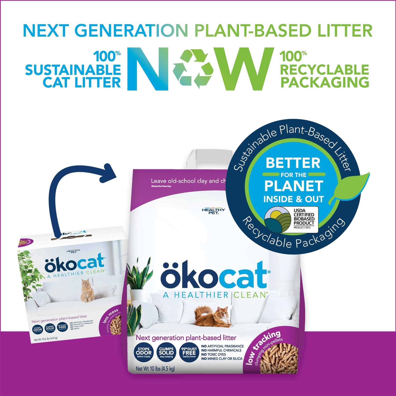 Okocat Low Tracking Clumping Mini Pellets Wood Cat Litter - Pet Supplies online store