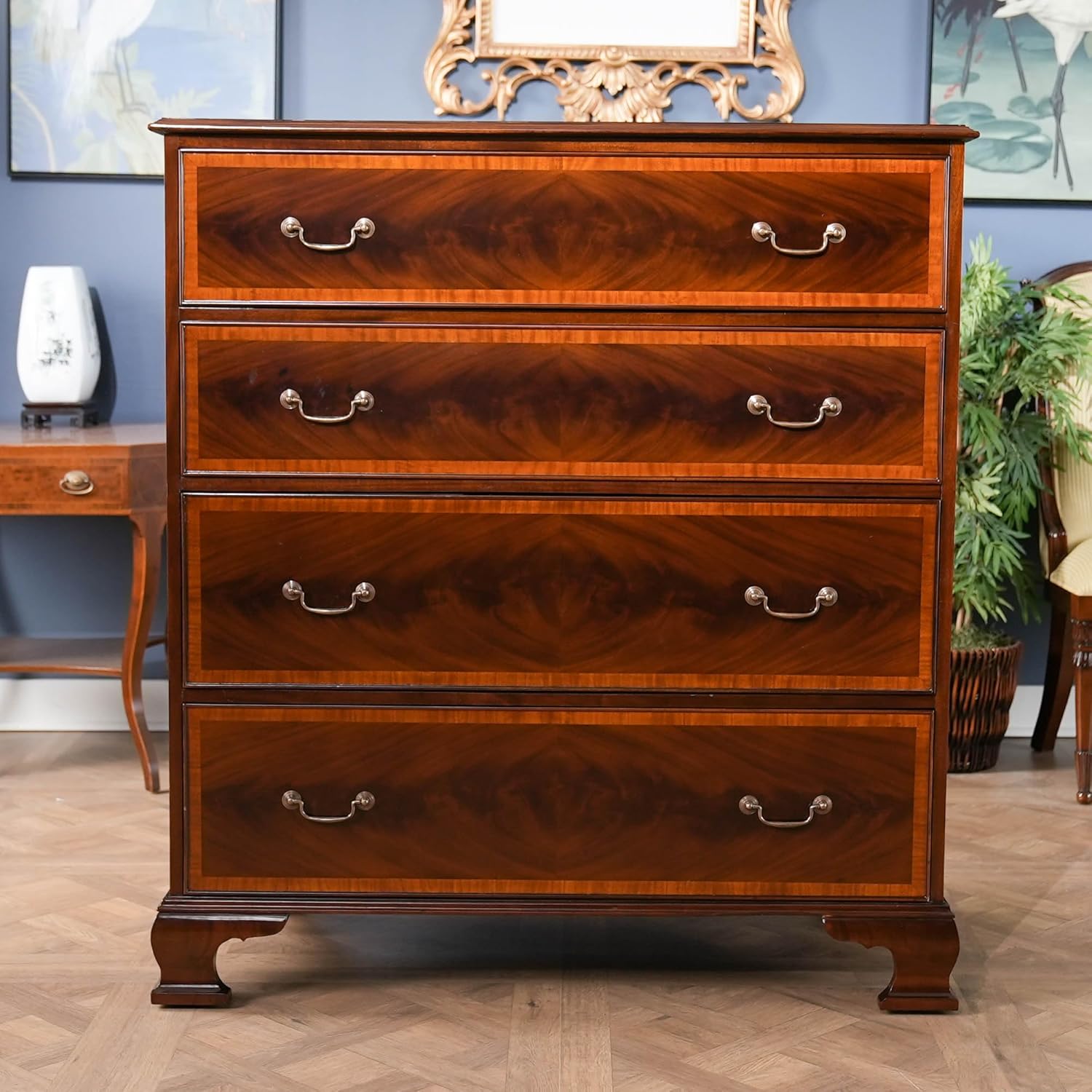 NOC047 Banded Mahogany Chest