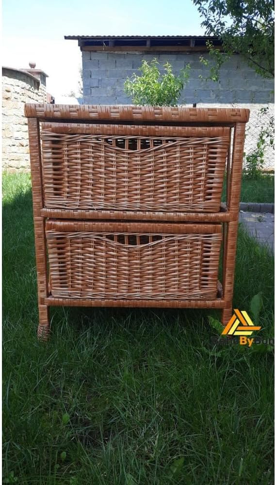 Rattan Dresser, Wicker Dresser, Chest of 2 Drawers, Clothes Drawers, 22