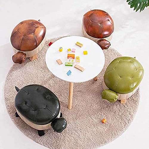 Animal Footstool Turtle Upholstered Ottoman PU Leather Pouf Wood Foot Stool Rest for Living Room Bedroom Sofa Bench Seat Chair, Grass (Large, Brown)