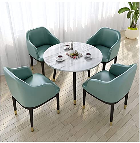Round Dining Table Set - Dining Room Furniture, Reception Desk and Chair Combination Clothing Store Hotel Negotiation Room Conference Room Company Balcony Study 1 Table 4 Chairs(Color:White)