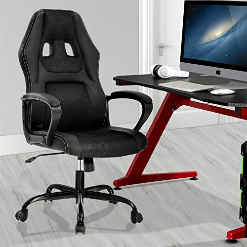 Office Chair PC Gaming Chair Computer Desk Chair Video Game Chair PU Leather Desk Chair Racing Ergonomic Executive Adjustable Swivel Task Chair w/Headrest Armrest and Lumbar Support for Women & Men