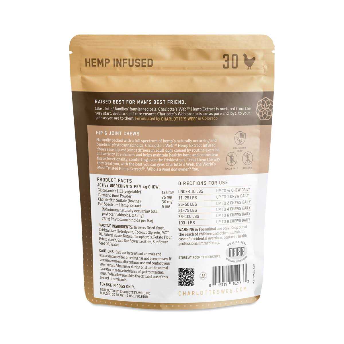 Charlotte's Web Hip and Joint Chews for Dogs - Pet Supplies online store