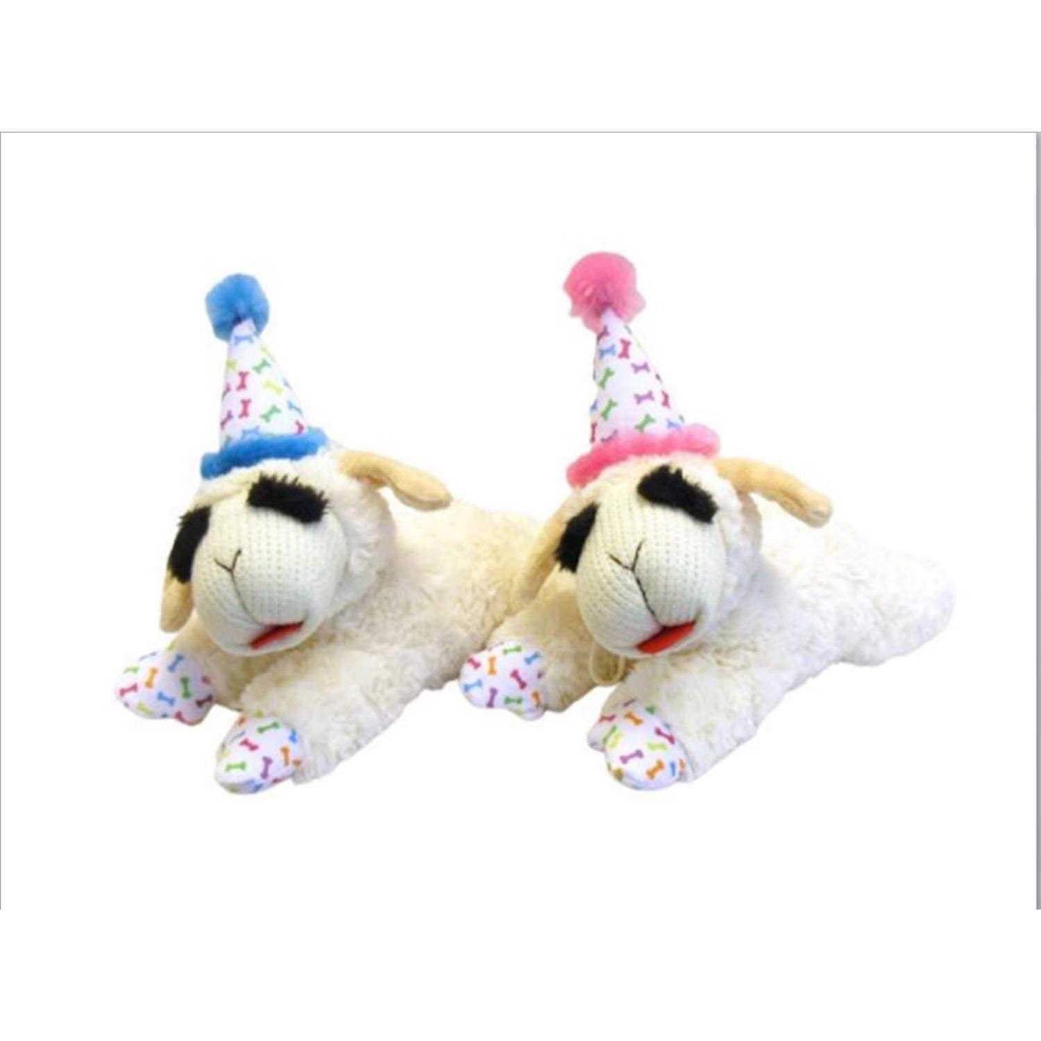 Multipet Lamb Chop Dog Toy with Birthday Hat - Pet Supplies online store
