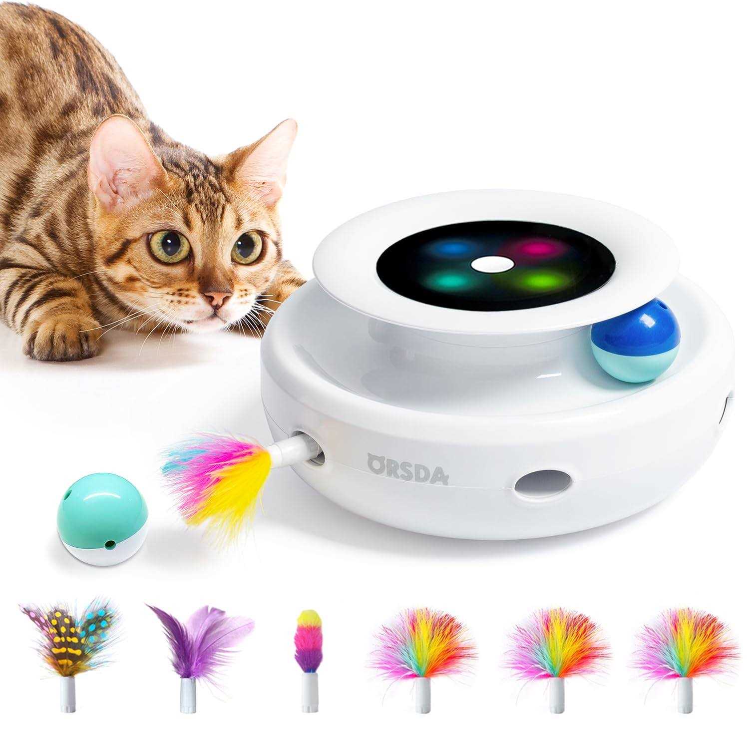 Cat Toys Orsda 2-in-1 Interactive Cat Toys for Indoor Cats Automatic Cat Toy Balls - Pet Supplies online store