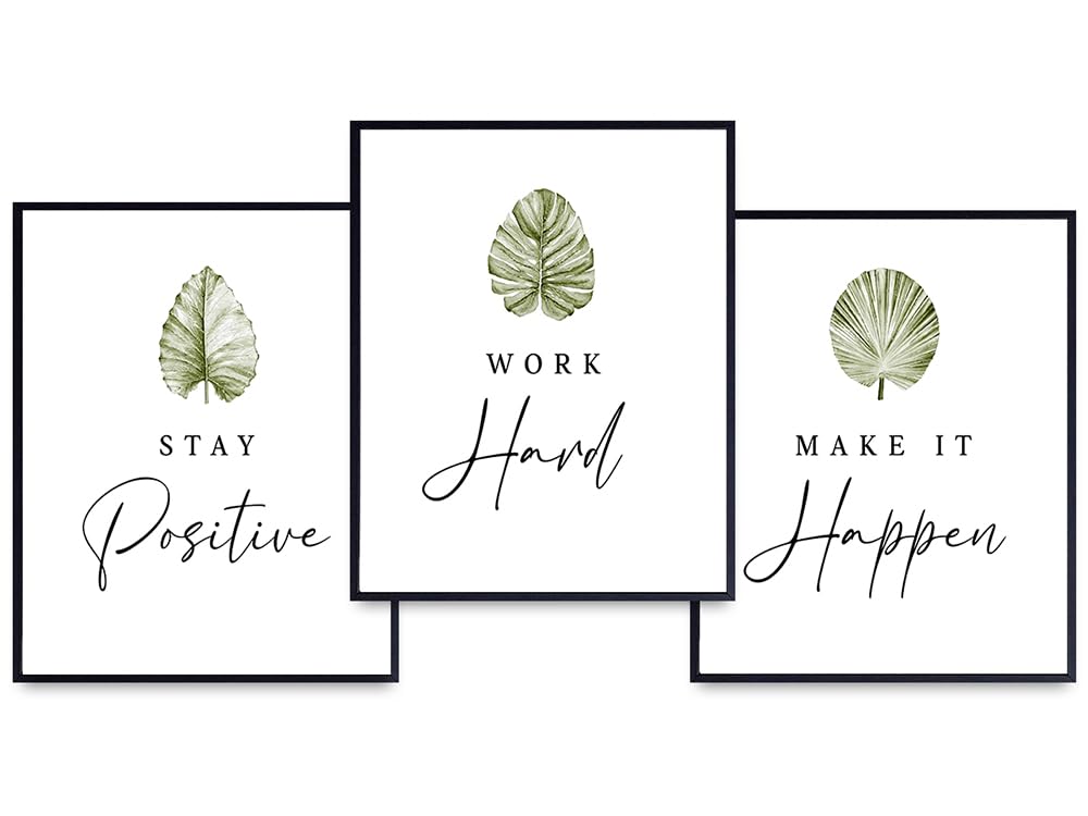 Motivational quotes Botanical Wall Decor - positive Affirmations Leaf Wall Art for Home Office Decor - Inspirational Wall Decor for Women, Men, Entrepreneurs - Encouraging Success Mindset Wall Art Set
