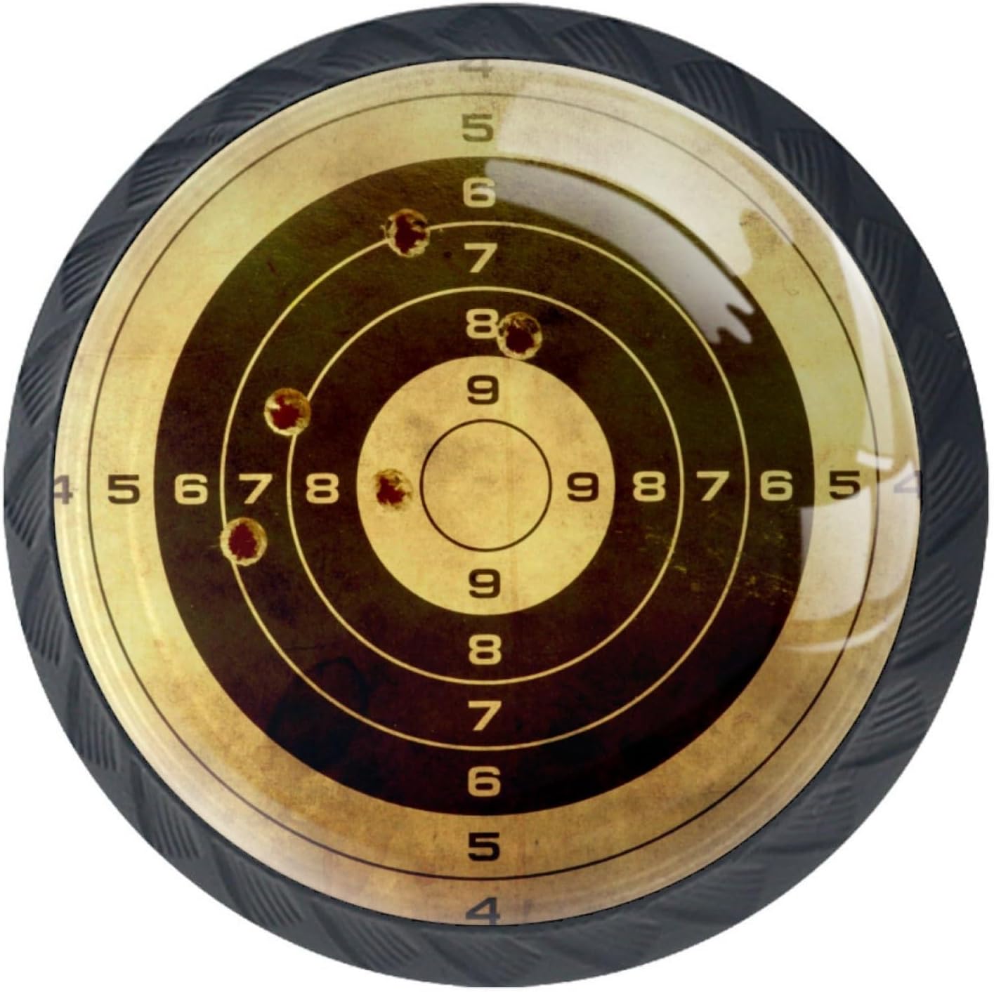 Retro Gun Target 4Pack of Kitchen Cabinet Knobs Pulls Round Dresser Drawer Handle Hardware