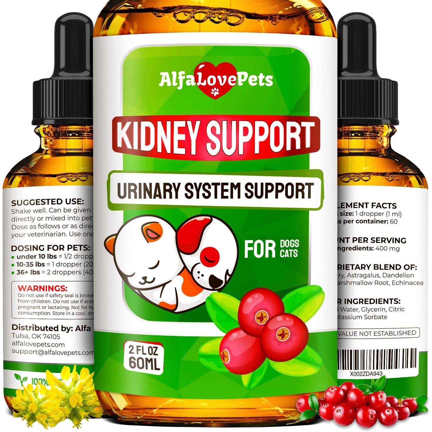 Alfa Love Pets Natural Kidney Support for Dog Uti Cat Uti Canine Urinary Tract Care Wcranberry - Pet Supplies online store