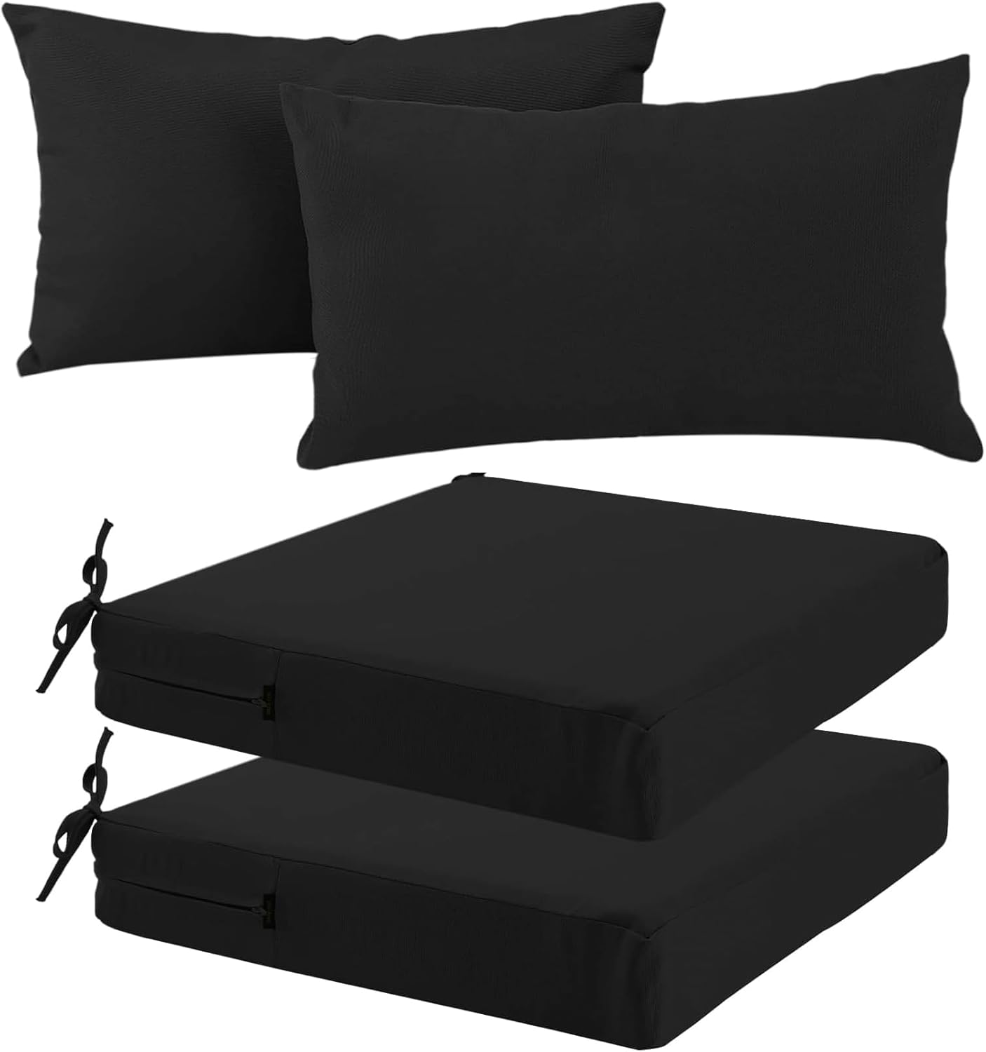 idee-home Outdoor Chair Cushions Set of 2 & Outdoor Lumbar Pillows for Patio Furniture Set of 2