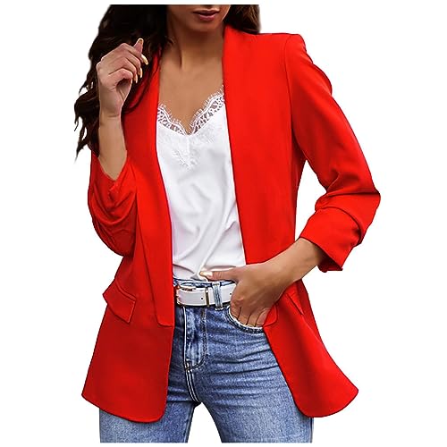 Women's Lightweight Work Office Blazer Jacket Fall Fashion Suit Blazers Long Sleeve Casual Coat Cardigan with Pockets