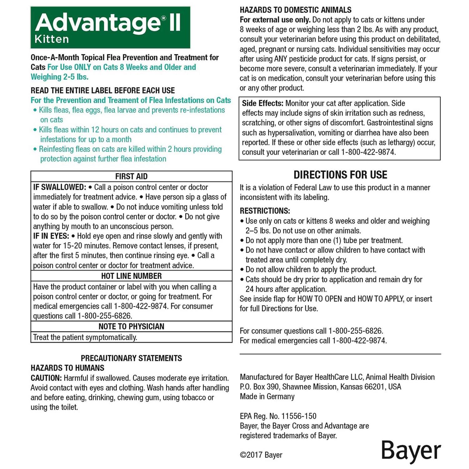 Advantage II Flea Treatment for Kittens - Pet Supplies online store