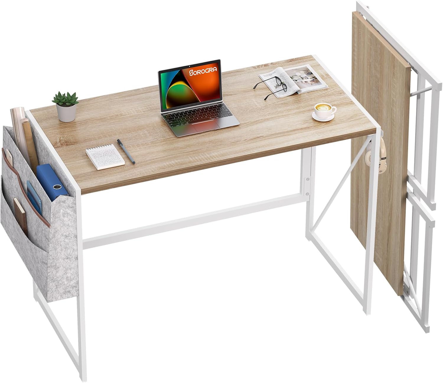 Coavas 31.5 inch Folding Desk No Assembly Required, Small Foldable Desk 39.4 Inch for Small Space