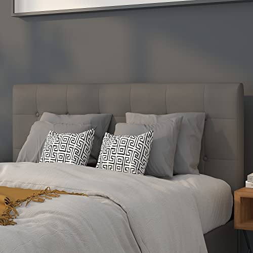 Flash Furniture Lennox Tufted Upholstered King Size Headboard in Gray Vinyl