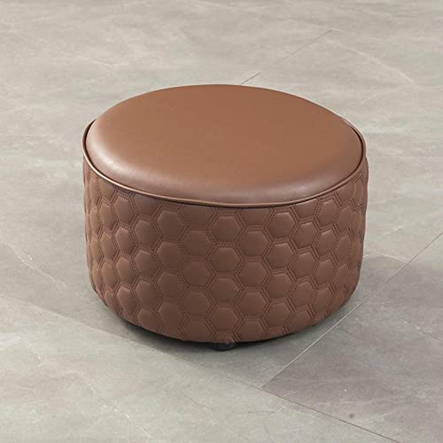 Ottomans Foot Stool Round Footstool Leather Foot Stools Shoe Change Stool Pouffee Foot Stool for Living Room Kitchen Bedroom Balcony Stool Rest Stool,Light gray-32x21cm