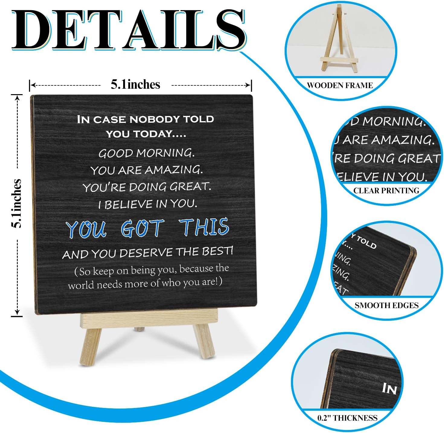 Thank You Gifts Appreciation Gifts Inspirational Quotes Desk Decor Gifts for Women Friends, Positive Plaque With Wooden Stand Desk Decorations for Home Living Room Bedroom Shelf Tabletop(56)